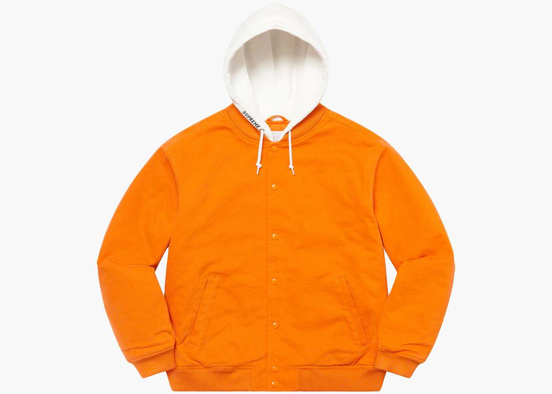 Supreme Hooded Twill Varsity Jacket Orange | Hype Clothinga