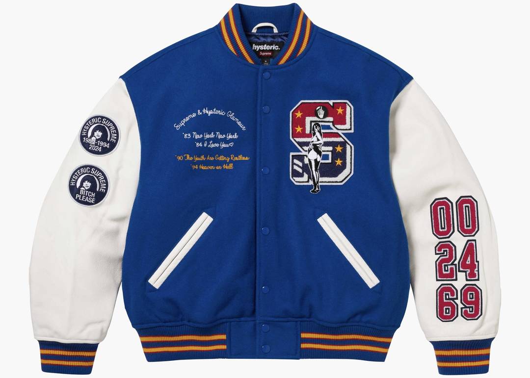 Supreme Hysteric Glamour Varsity Jacket Blue | Hype Clothinga Supreme Hysteric Glamour Varsity Jacket Blue | Hype Clothinga