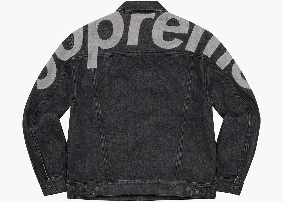Supreme Inset Logo Denim Trucker Jacket Black | Hype Clothinga