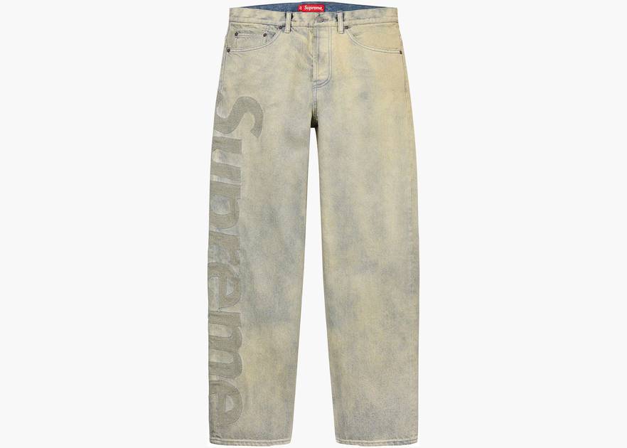 希少 supreme inset logo denim jeans Dirty Supreme Inset Logo Jean Dirty | Hype Clothinga