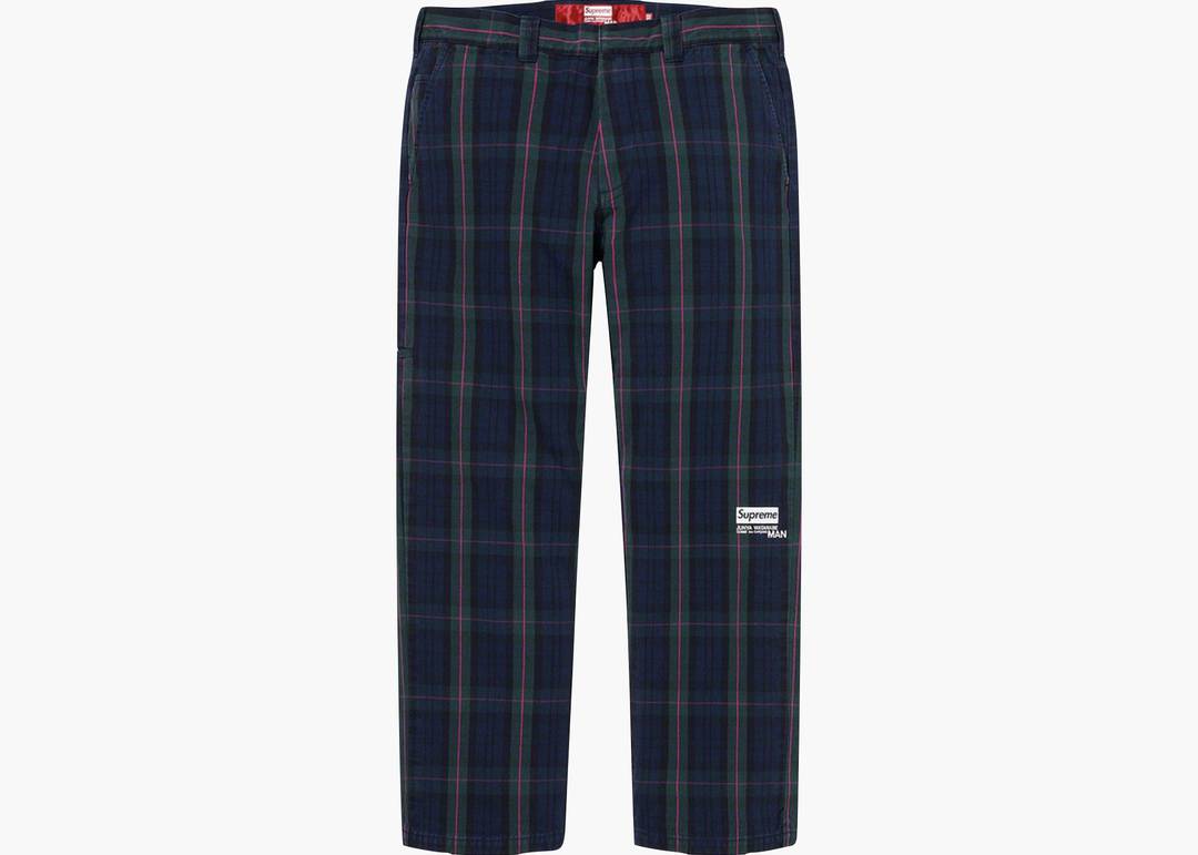 Supreme JUNYA WATANABE CDG MAN Printed Work Pant Navy Plaid | Hype 