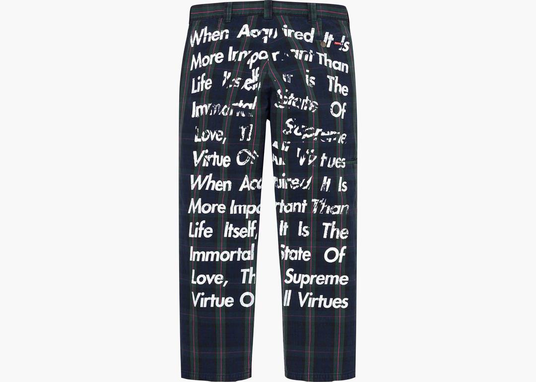 Supreme JUNYA WATANABE CDG MAN Printed Work Pant Navy Plaid | Hype