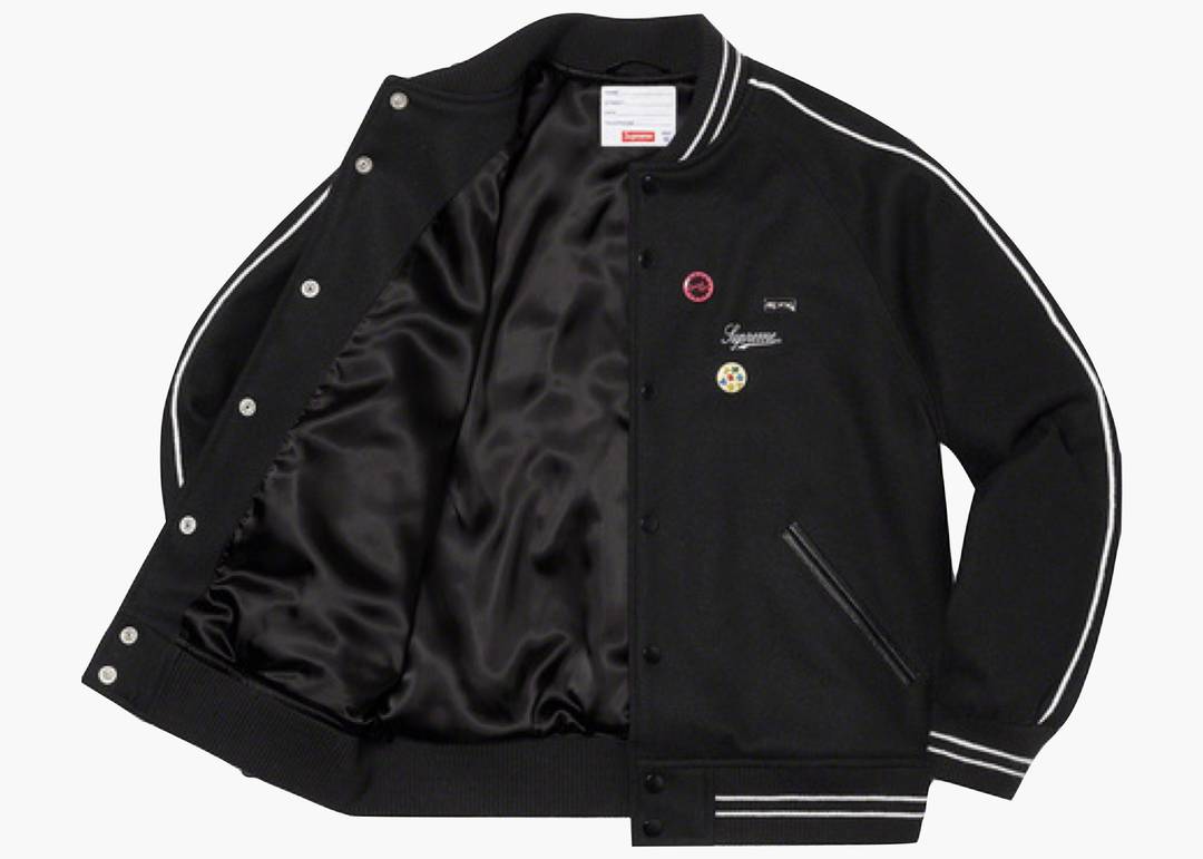 Supreme Jamie Reid It's All Bollocks Varsity Jacket Black