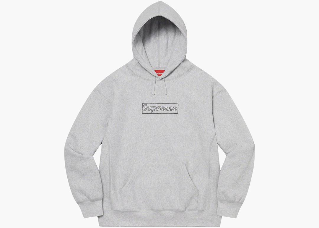 Supreme Kaws Chalk Box Logo Hoodie Heather Grey