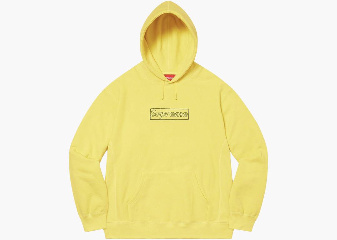 Supreme Kaws Chalk Box Logo Hoodie Light Lemon