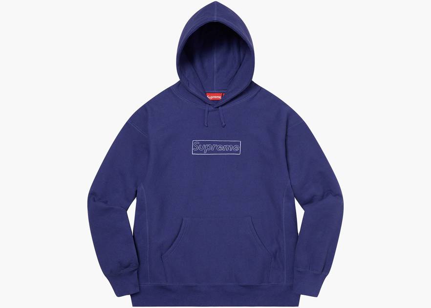 Supreme Kaws Chalk Box Logo Hoodie Washed Navy