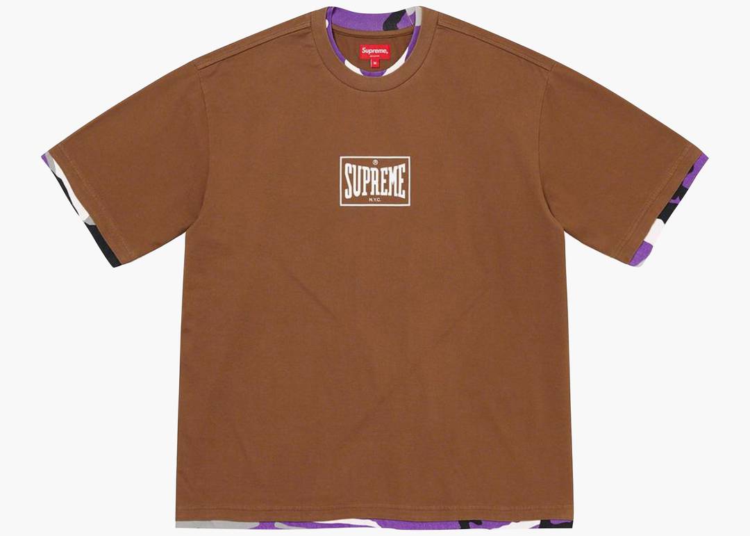 直売値下Supreme Layered S/S S サイズ　Brown Tシャツ/カットソー(半袖/袖なし)