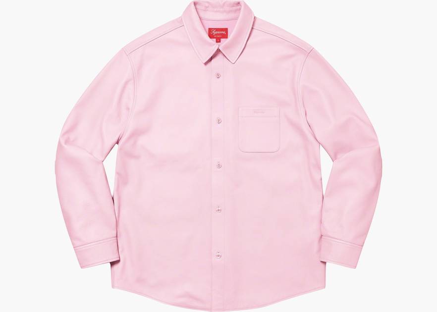 2024春夏SUPREME Leather Shirt pink 価格交渉ok ジャケット・アウター