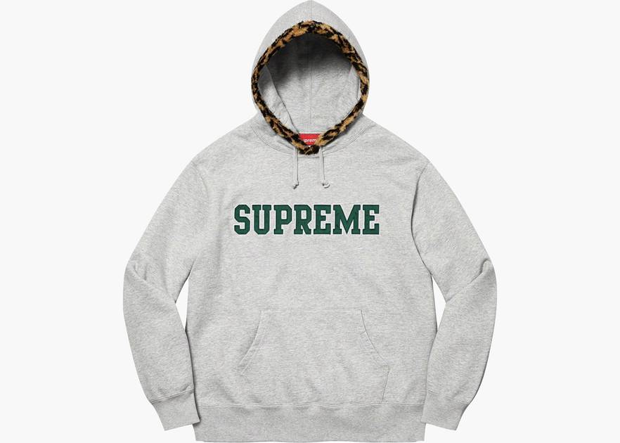 Supreme Leopard Trim Hooded Sweatshirt Red