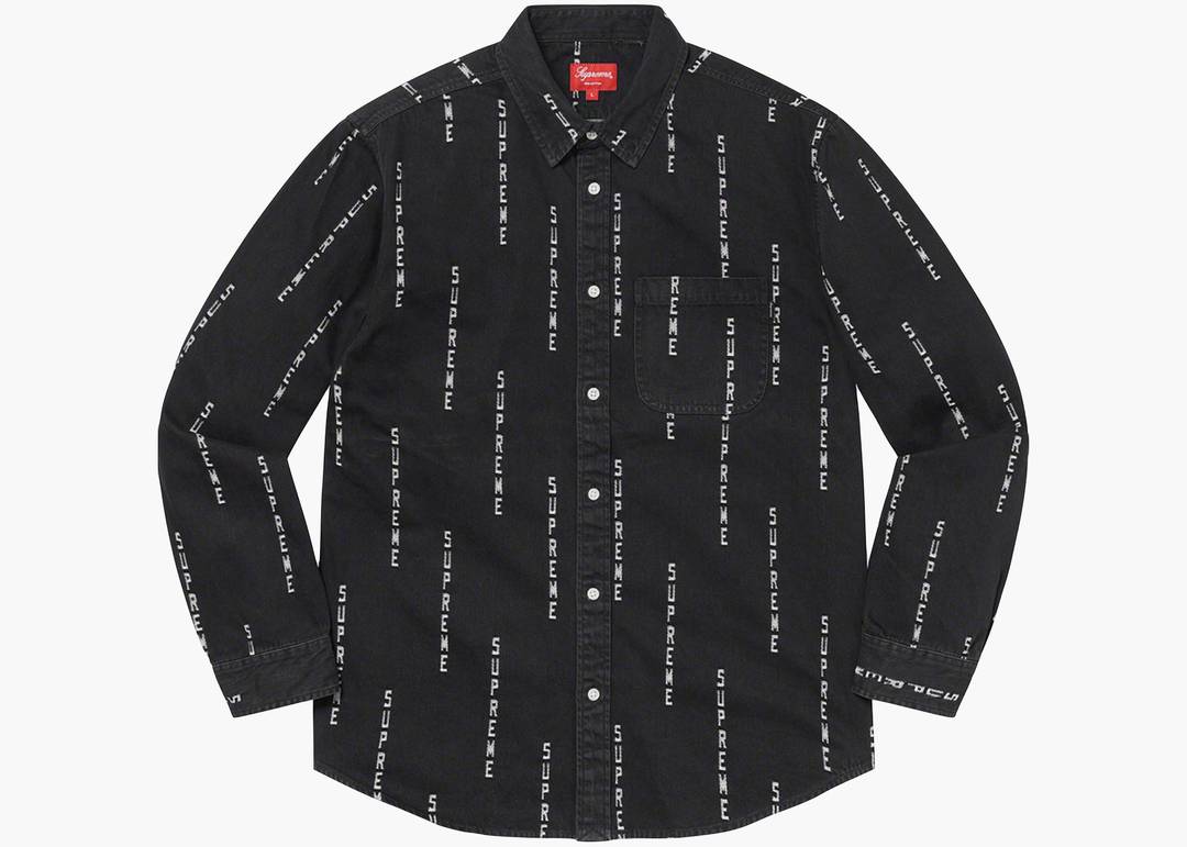 Supreme Stripe Jacquard Denim Shirt Black