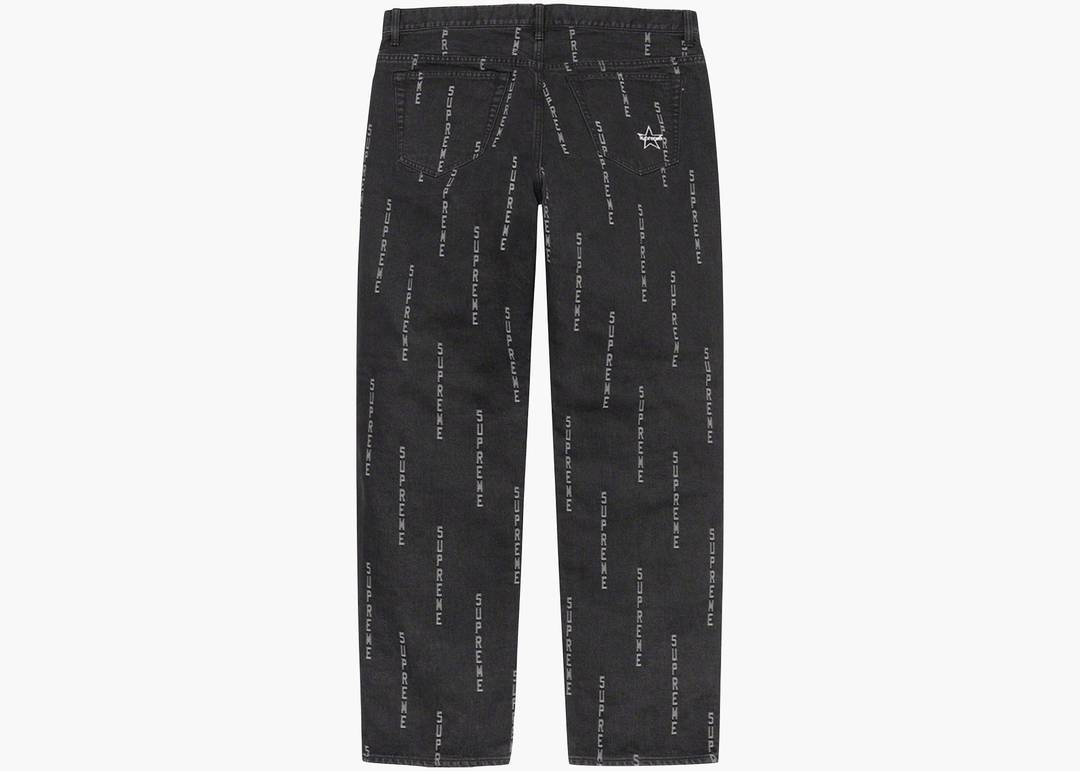 Supreme Logo Stripe Jacquard Regular Jean Black Supreme Logo Stripe Jacquard Regular Jean Black