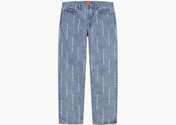 Supreme Logo Stripe Jacquard Regular Jean Blue