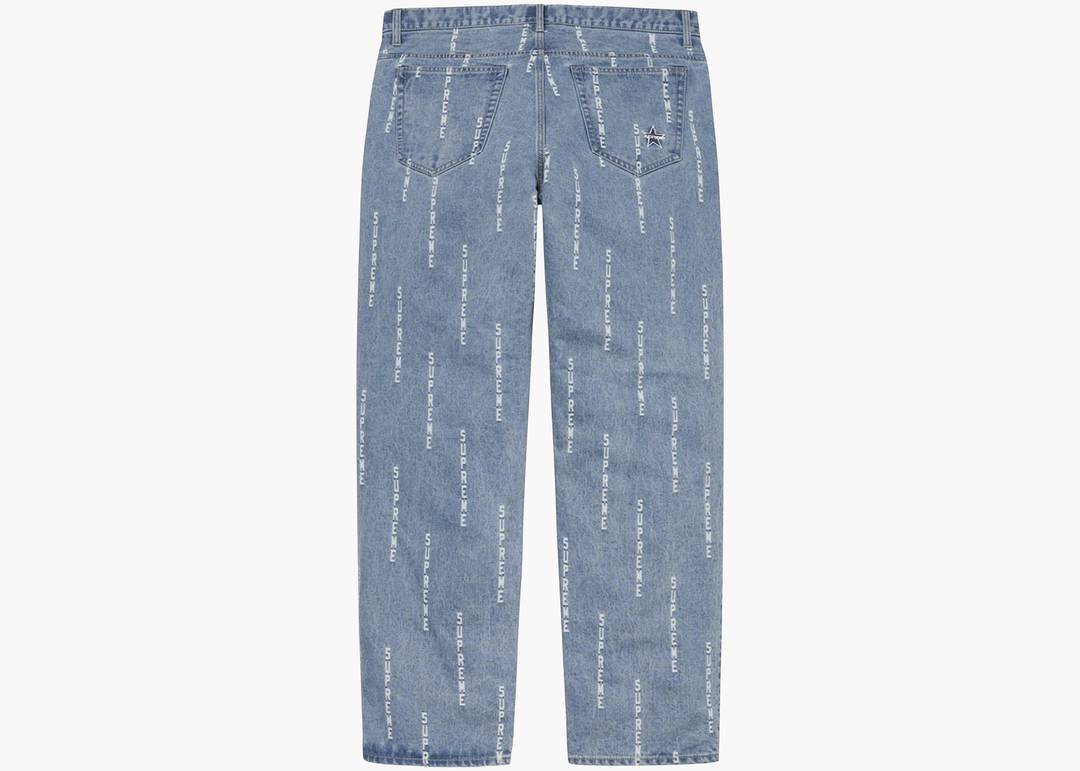 Supreme Logo Stripe Jacquard Regular Jean Blue