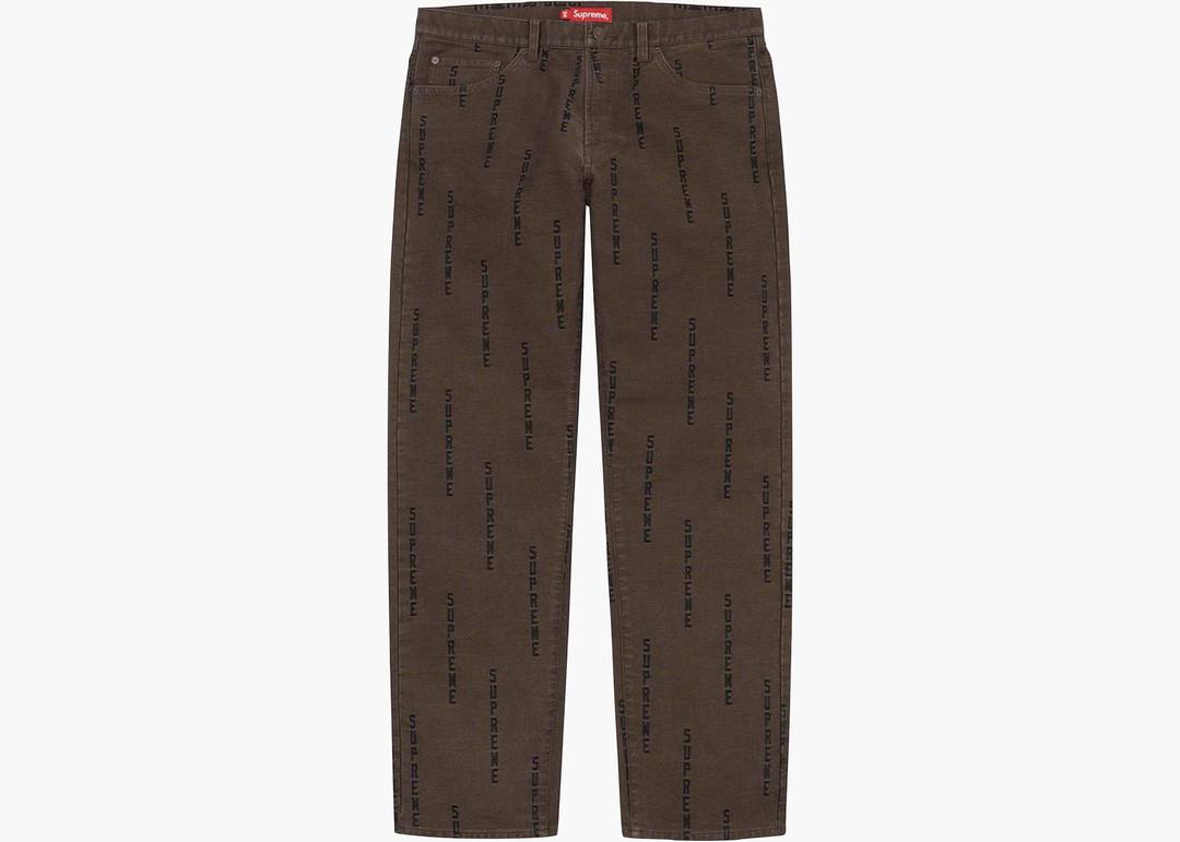 Supreme Logo Stripe Jacquard Regular Jean Brown