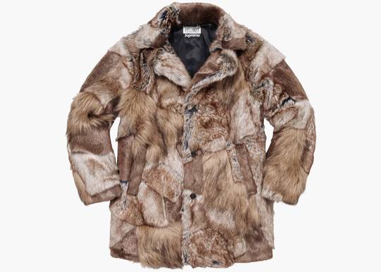 Supreme MM6 Maison Margiela Patchwork Faux Fur Coat Brown SMM6PFCBR Hype Clothinga Limited Edition