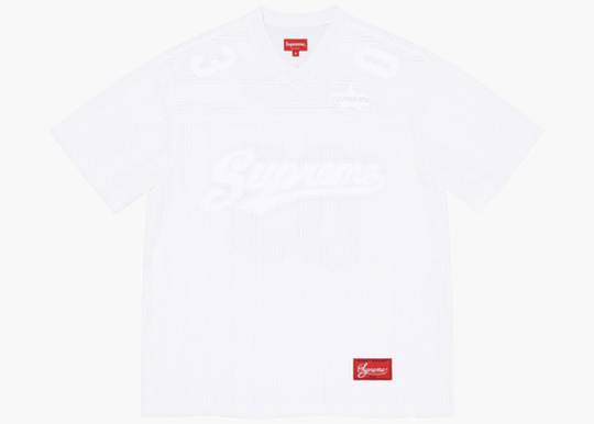 Supreme Mesh Stripe Football Jersey White | Hype Clothinga Supreme Mesh Stripe Football Jersey White | Hype Clothinga