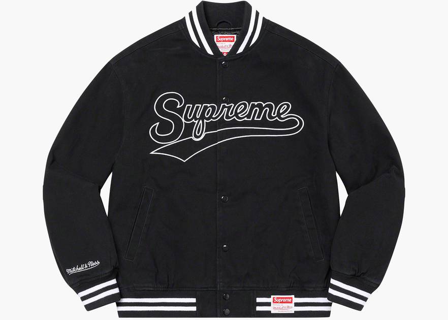 Supreme Mitchell & Ness Doughboy Twill Varsity Jacket Black Supreme Mitchell & Ness Doughboy Twill Varsity Jacket Black
