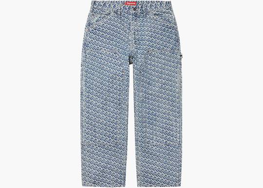 Supreme Monogram Double Knee Denim Painter Pant Blue | Hype Clothinga