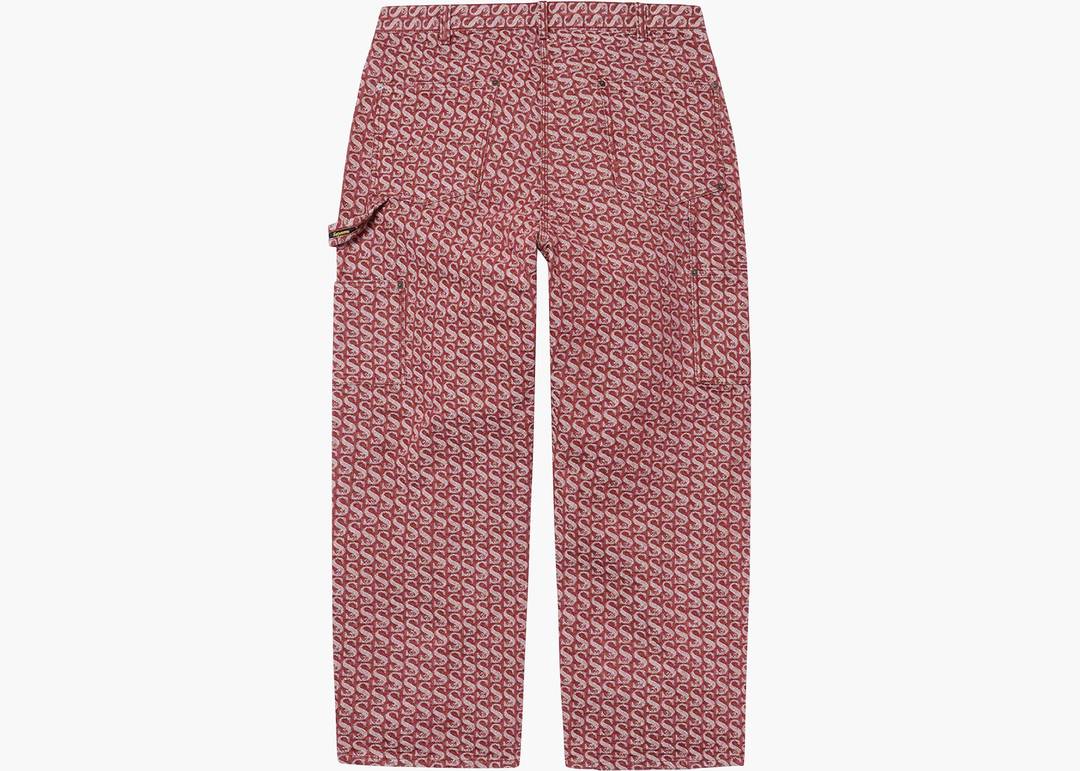 Supreme Monogram Double Knee Denim Painter Pant Red | Hype Clothinga