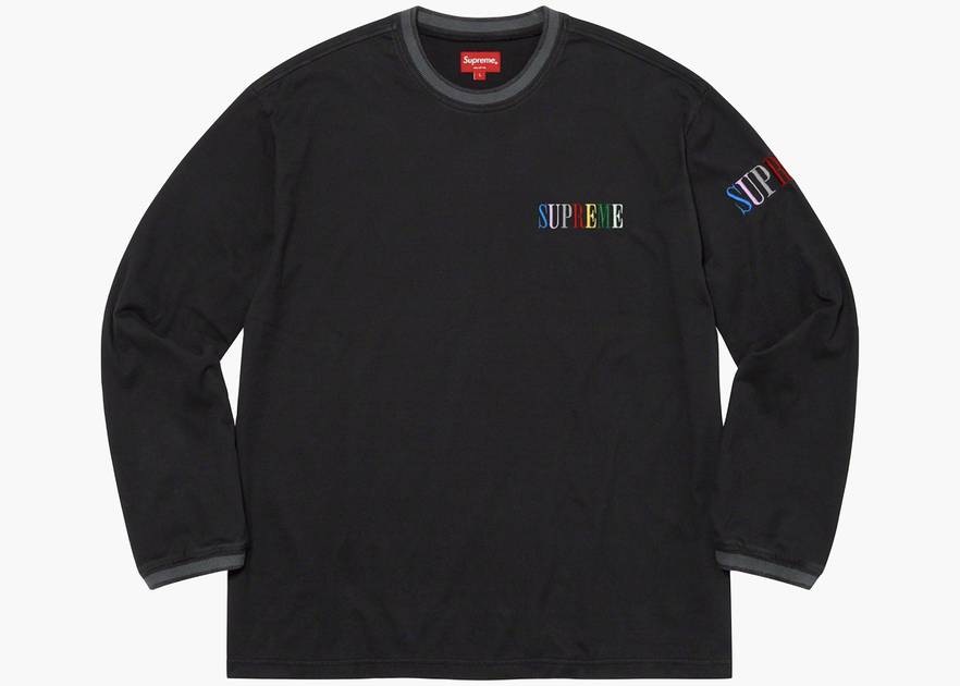 Supreme Multi Color Logo L/s Top Black