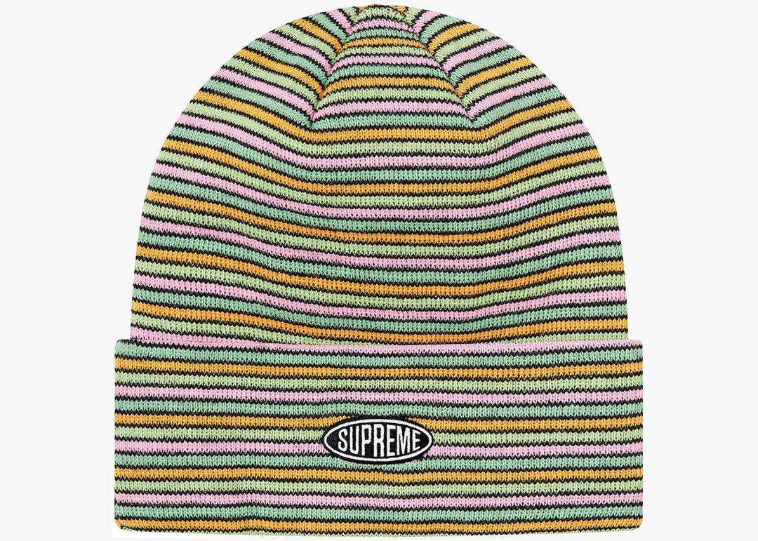 accent Woods astronaut Supreme Multi Stripe Beanie Pink