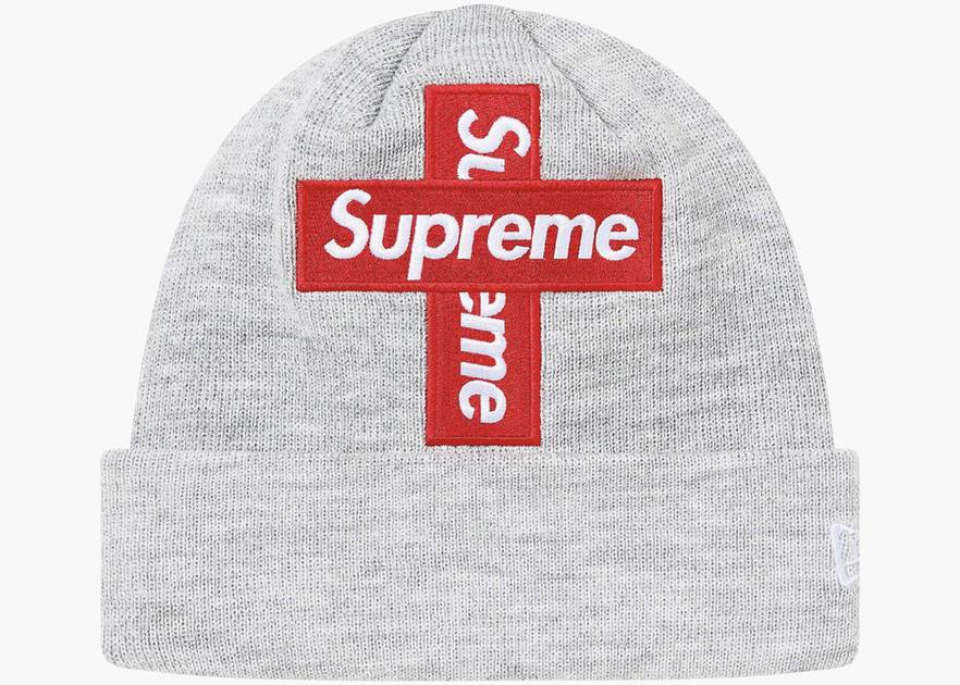 Supreme New Era Cross Box Logo Beanie Heater Grey