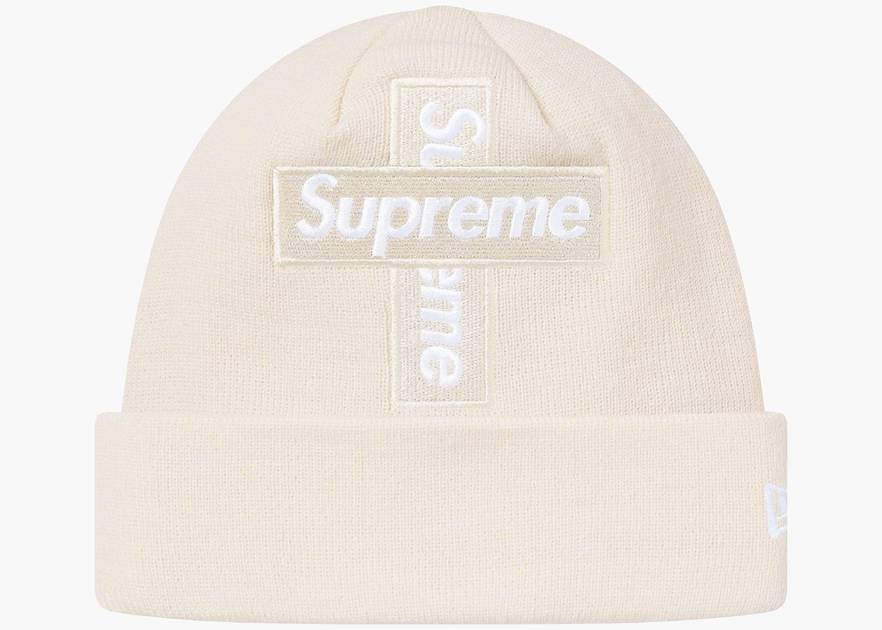 Supreme New Era Cross Box Logo Beanie Natural | Hype Clothinga