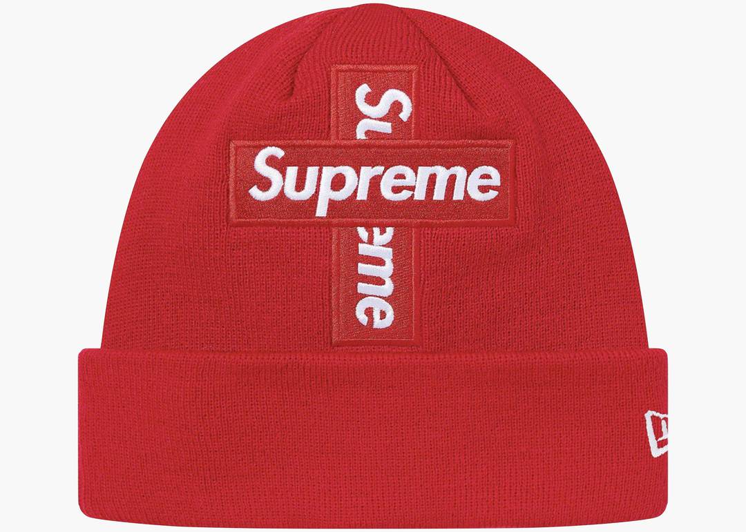 Supreme New Era Cross Box Logo Beanie Red