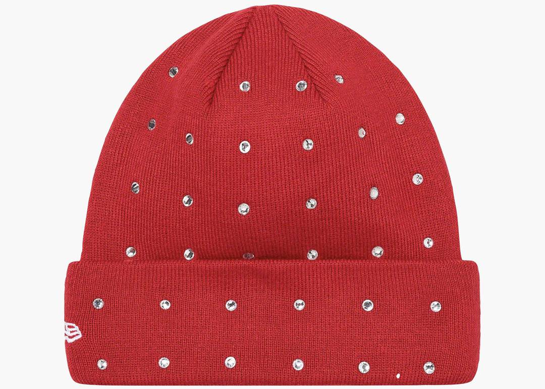 Supreme New Era Rhinestone Beanie Red