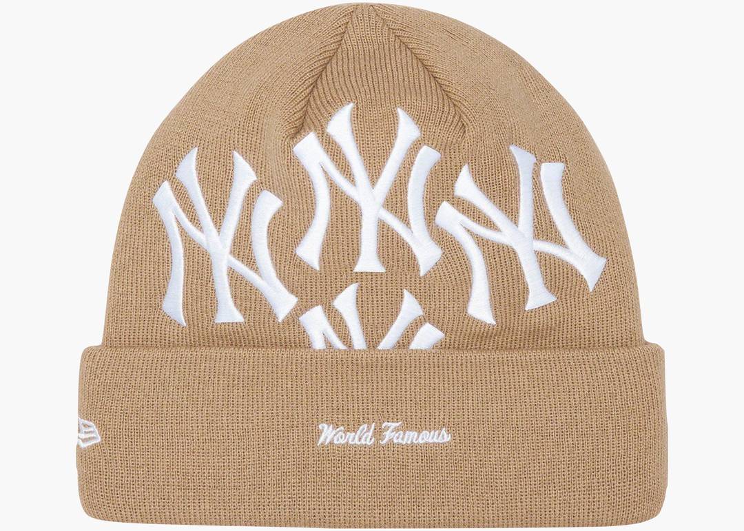 Supreme New York Yankees New Era Box Logo Beanie Tan