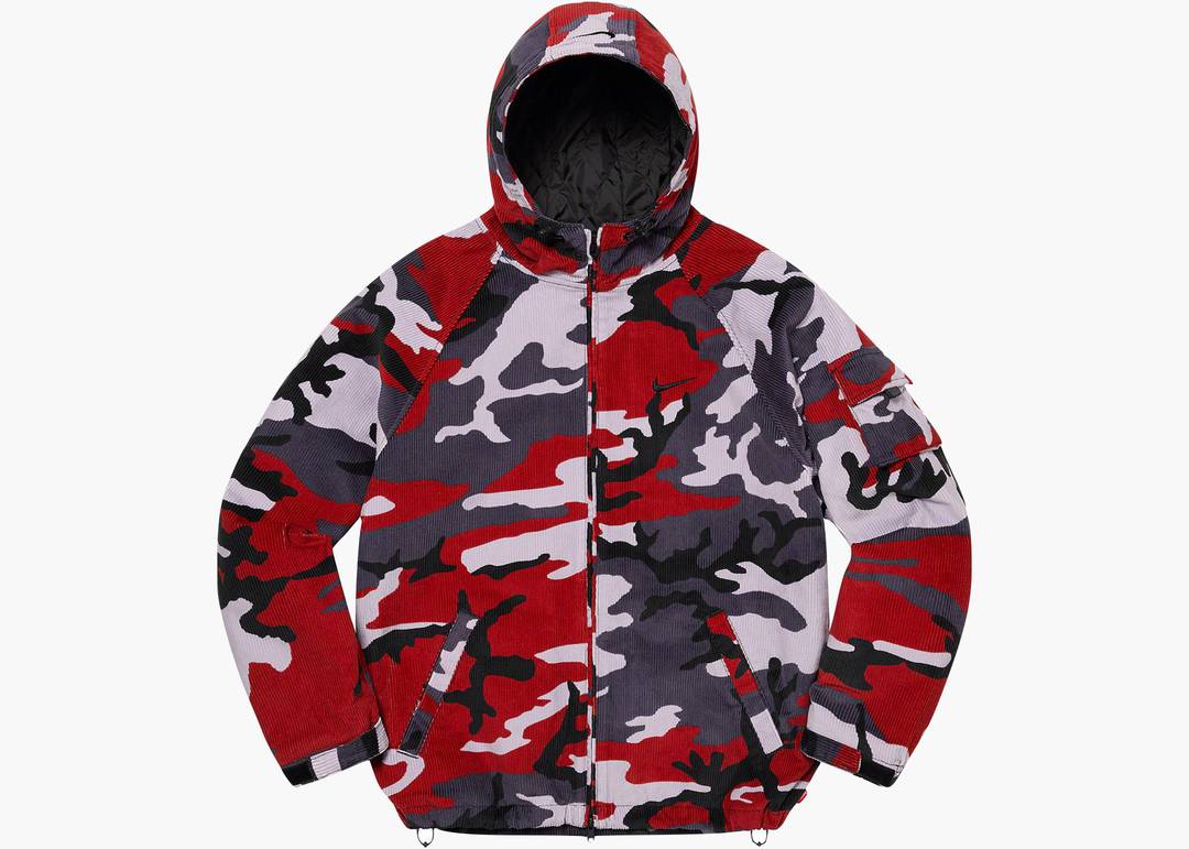 Supreme Camo Leather Hooded Jacket Red Camo Men's - FW19 - US