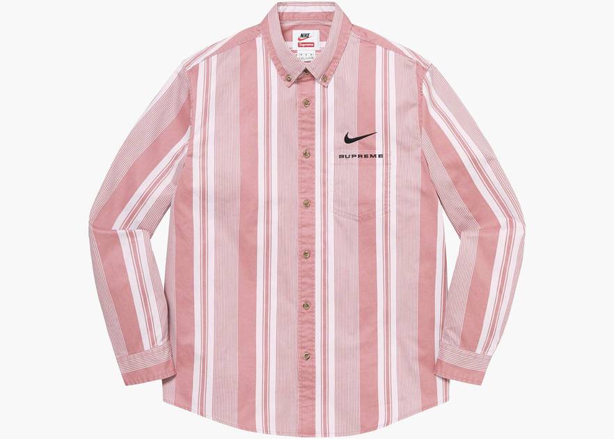 Supreme Nike Cotton Twill Shirt Pink Stripe