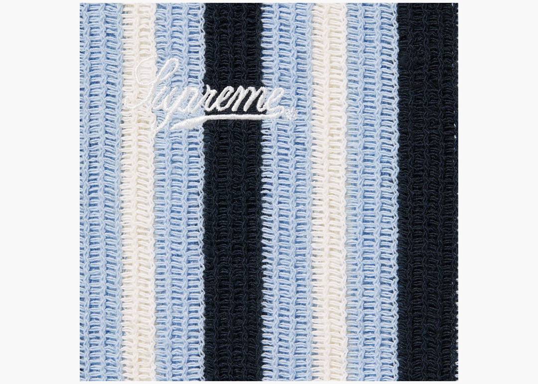 Supreme Open Knit Stripe Zip Polo M - ポロシャツ