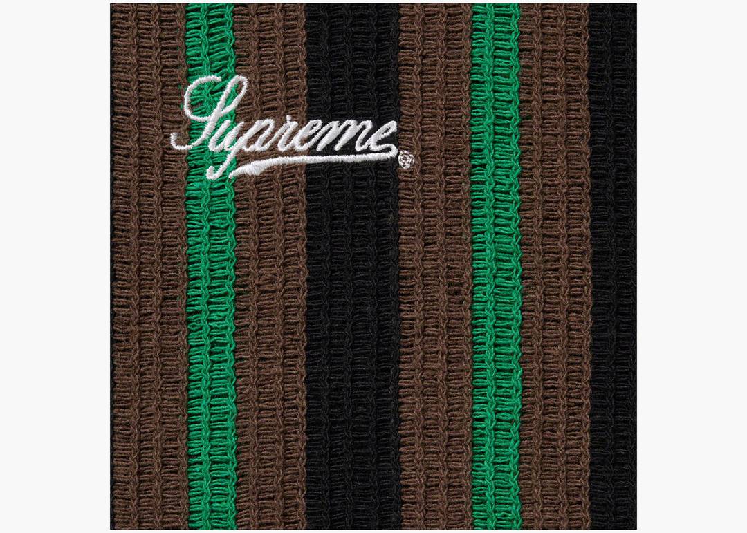 Supreme Open Knit Stripe Zip Polo Black | Hype Clothinga