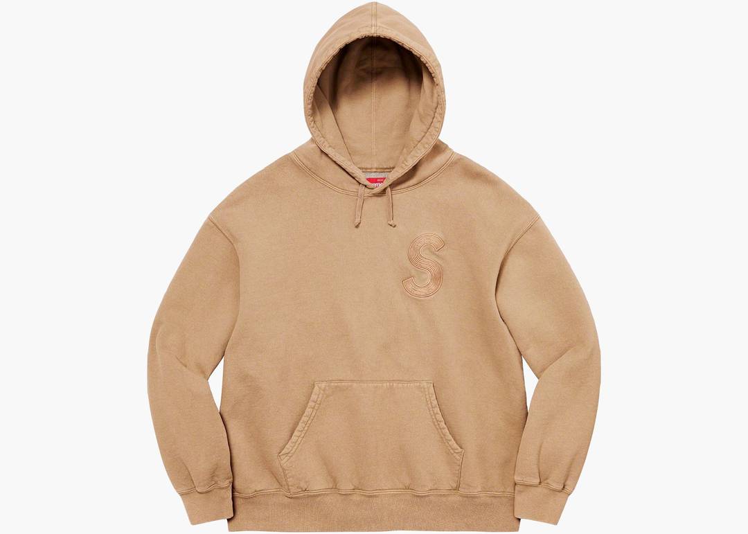 Supreme Overdyed S Logo Hooded Sweatshirt Tan | Hype Clothinga