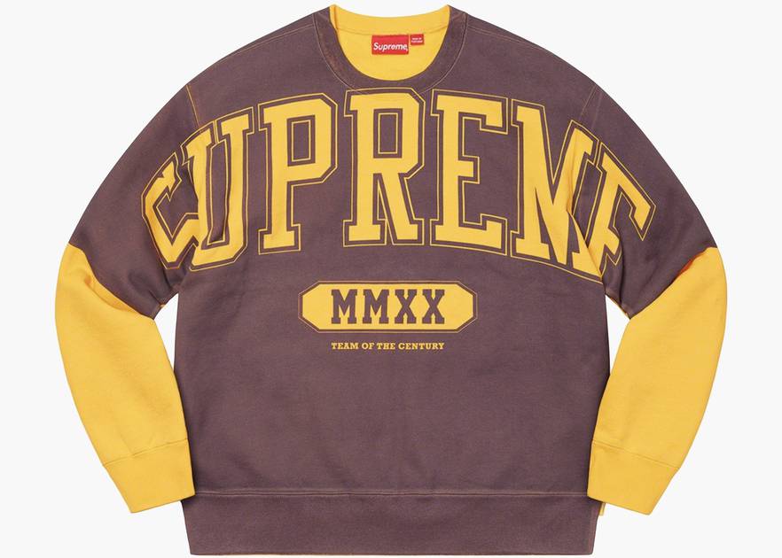 Supreme Overprint Crewneck Sweatshirts Yellow | Hype Clothinga