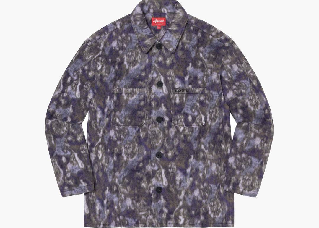 supreme paisley fleece shirt purple L