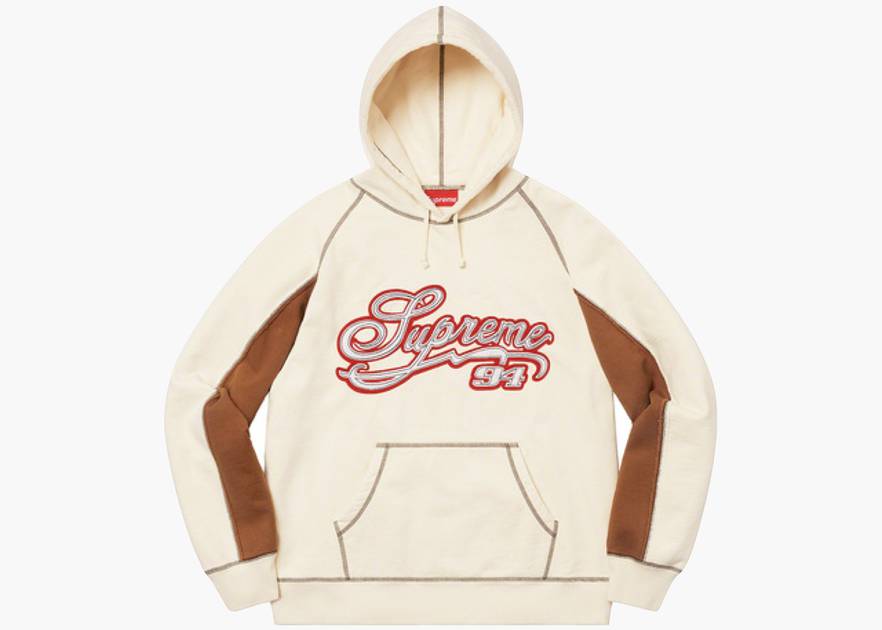 Supreme Paneled Script Hooded Sweatshirt Natural