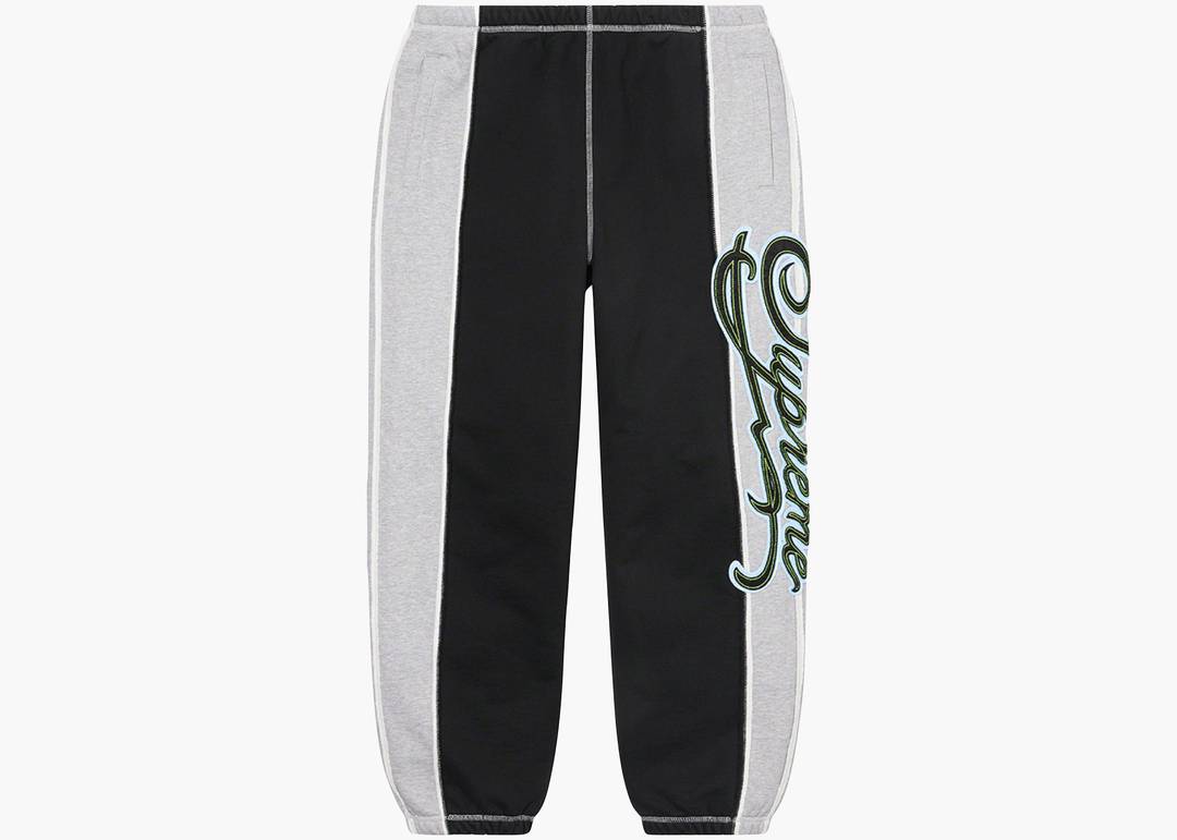 Supreme Paneled Script Sweatpant Black | Hype Clothinga