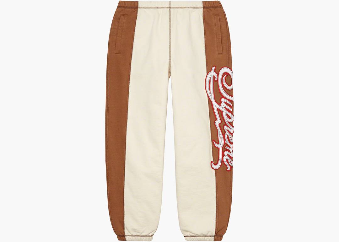 Supreme Paneled Script Sweatpant Natural | Hype Clothinga