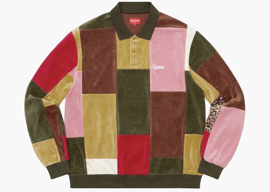 supreme Floral Patchwork Velour L/S Polo | myglobaltax.com