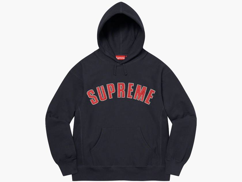 Supreme Pearl Logo Hooded Sweatshirt Navy | Hype Clothinga
