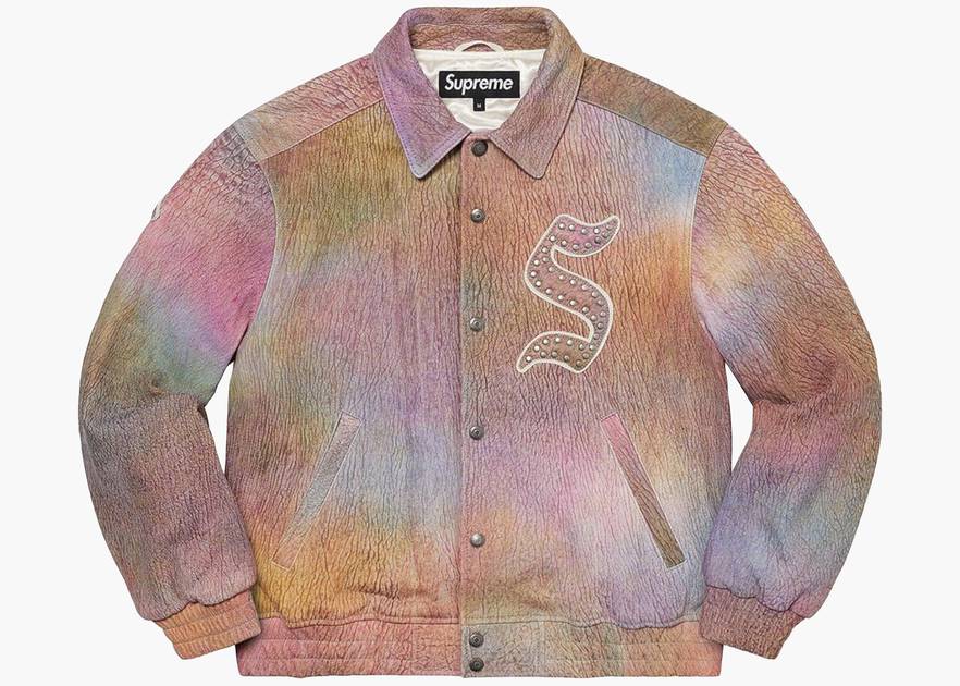 Supreme Pebbled Leather Varsity Jacket Multicolor | Hype Clothinga