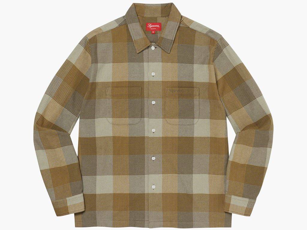 supreme Plaid Flannel Shirt Olive ネルシャツ