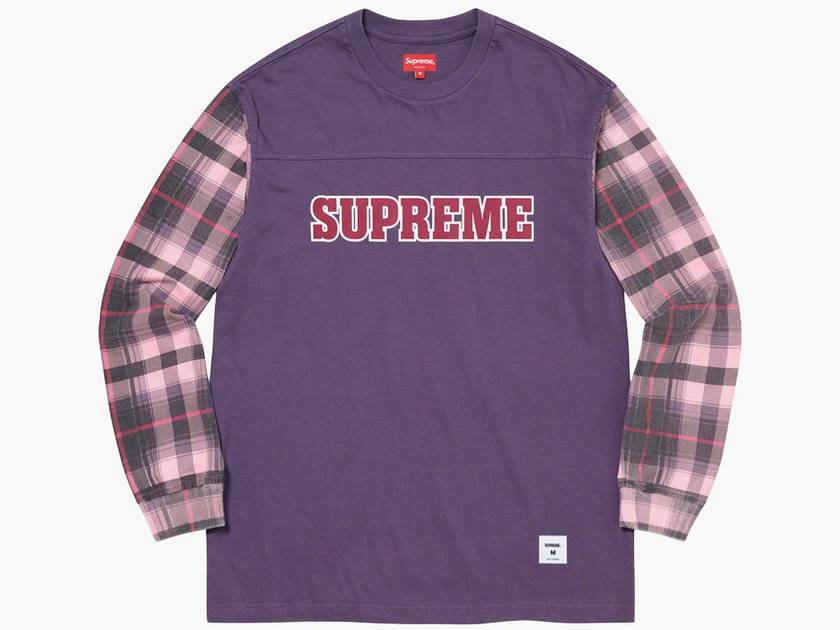 Supreme Plaid Sleeve L/S Top Dusty Purple | Hype Clothinga