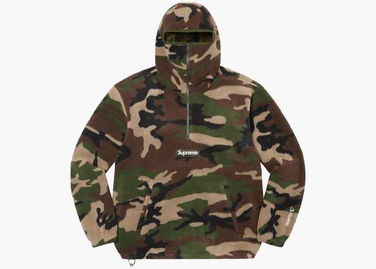 Supreme Polartec Facemask Half Zip Pullover Woodland Camo | Hype