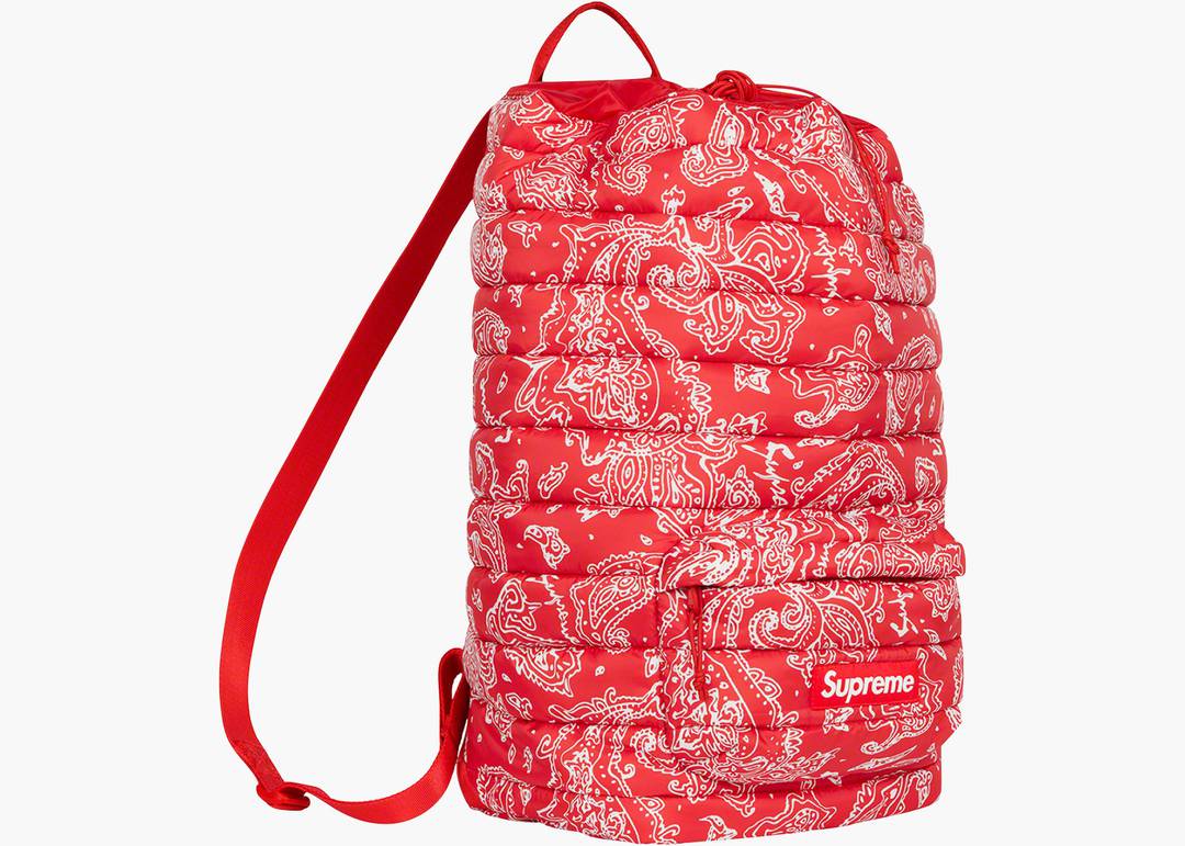 Supreme Puffer Backpack Red Paisley – RIF LA