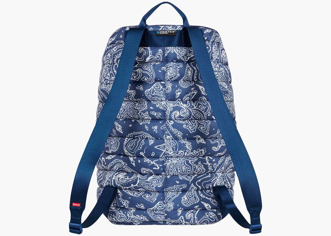 Supreme Puffer Backpack Blue Paisley FW22 Water Resistant Pertex Poly 30L  New