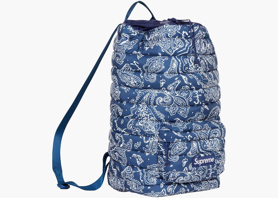 Supreme Puffer Backpack Blue Paisley | Hype Clothinga