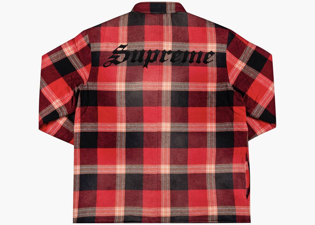 supreme quilted flannel shirts M 赤 RED - ckaro.be